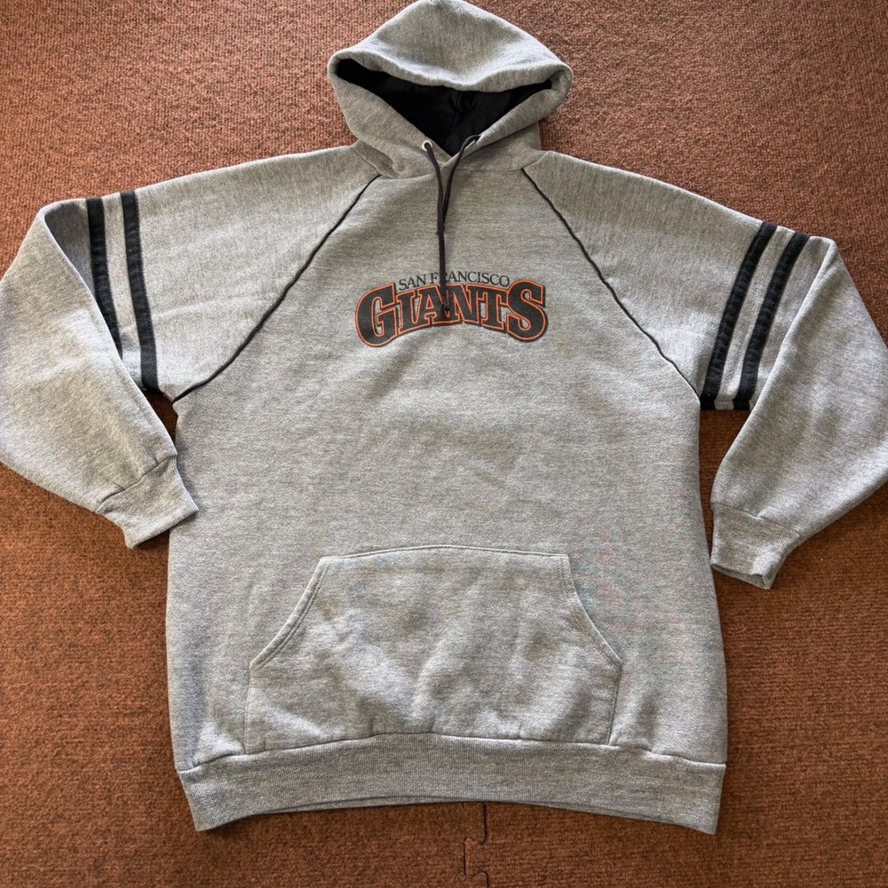 A- Vintage Jerzees Russell San Francisco Giants Hoodie Gray XL Made in‎ USA MLB